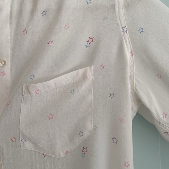 Rails Kate Pastel Stars Silk Button down blouse size xs - Picture 3 of 7